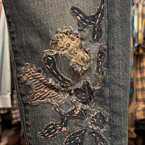Pilcro and the Letterpress Blue Embroidered Boyfriend Jeans - Picture 9 of 10